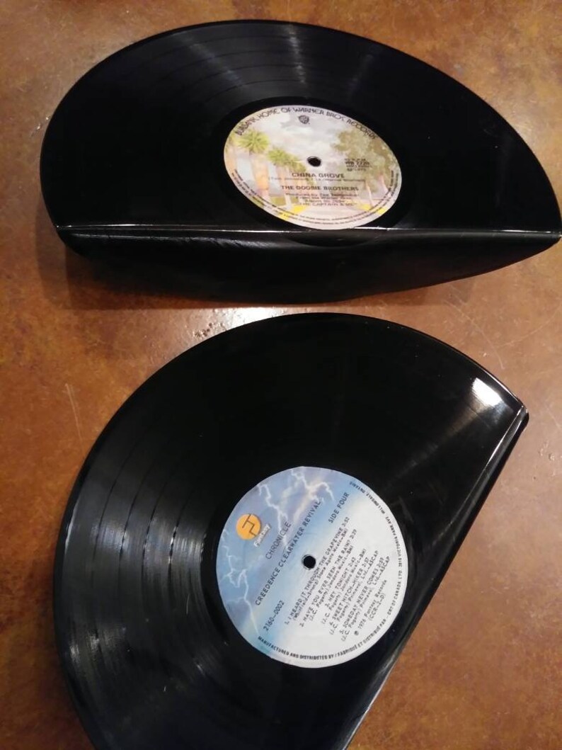 Melted Vinyl Record Retro Bookend Set Etsy