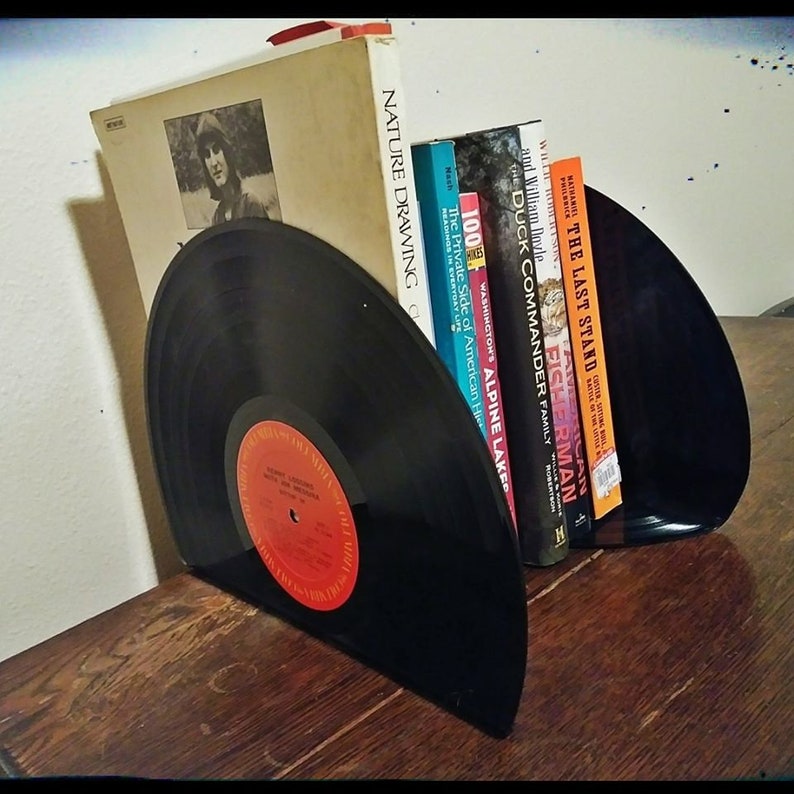 Melted Vinyl Record Retro Bookend Set Etsy