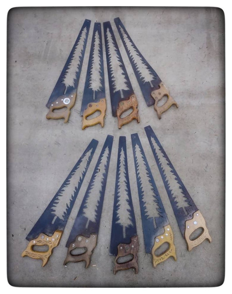 PNW Saw Blade Wall Art With Evergreen Tree Cut Outs pacific Etsy