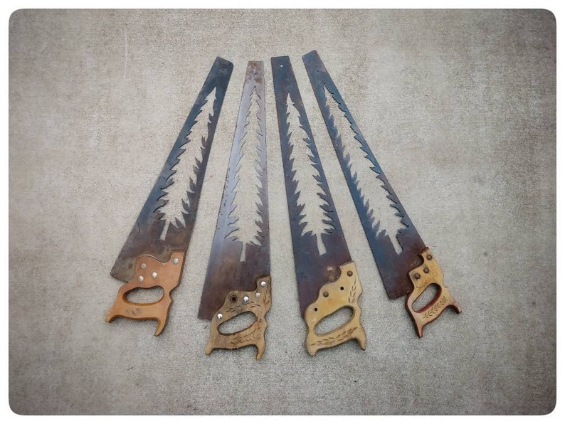 PNW Saw Blade Wall Art With Evergreen Tree Cut Outs pacific Etsy