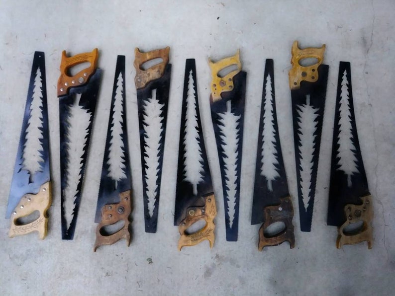 PNW Saw Blade Wall Art With Evergreen Tree Cut Outs pacific Etsy