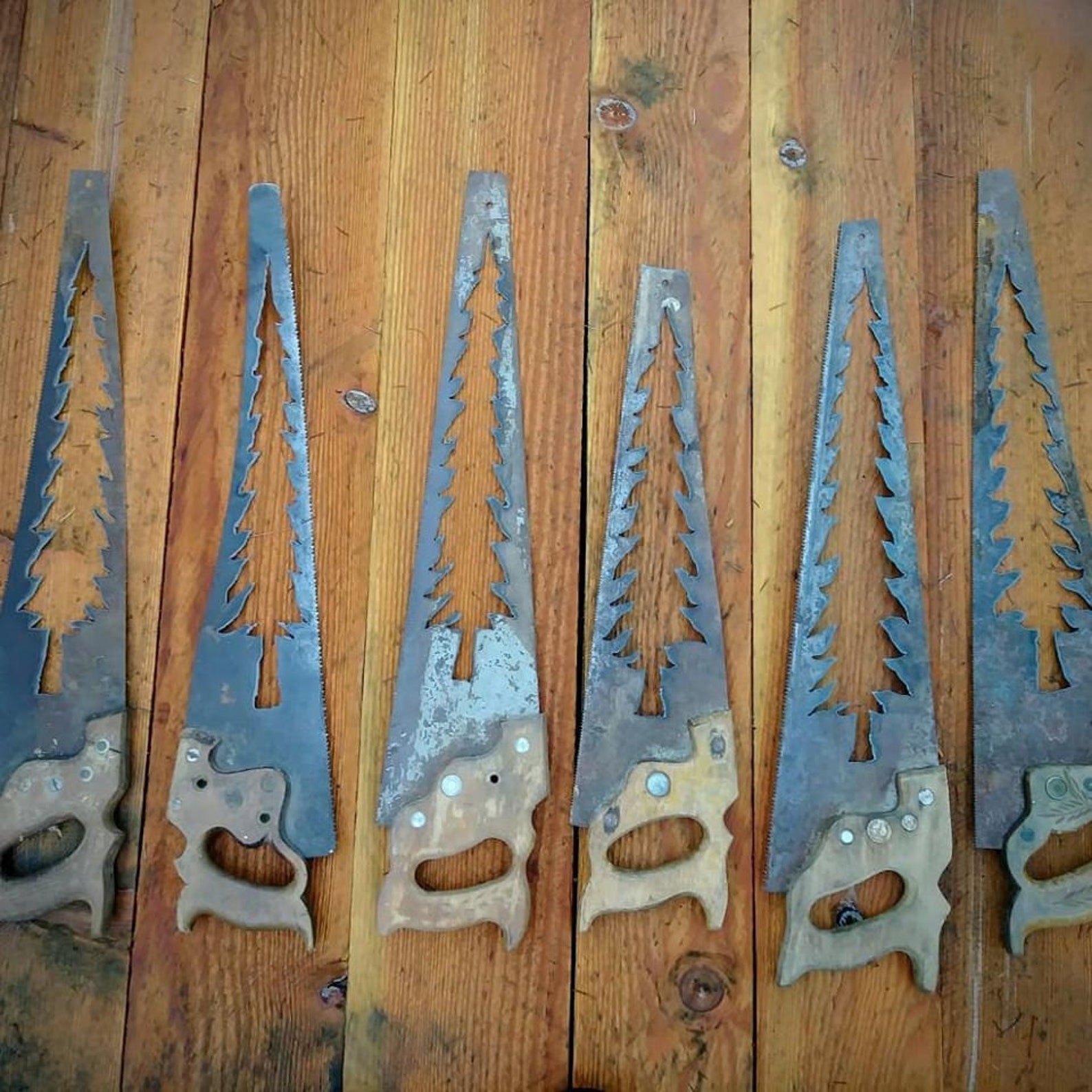 PNW Saw Blade Wall Art with Evergreen Tree Cut Outs Pacific Etsy