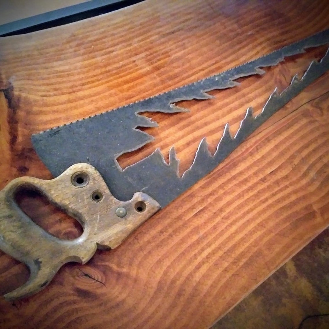 PNW Saw Blade Wall Art with Evergreen Tree Cut Outs Pacific Etsy