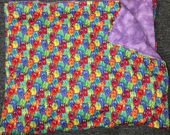 Manta sensorial con peso Silly Kitty Cats, 2,2 kg. Hecha a mano, nueva, envío gratis.