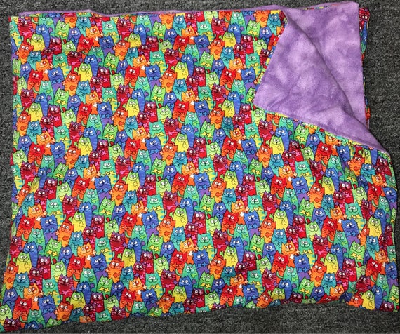 Sensory WEIGHTED BLANKET Silly Kitty Cats Handmade New Free