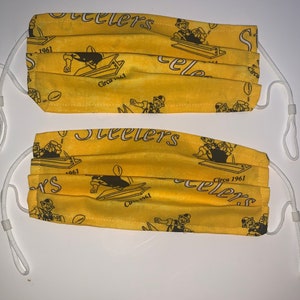 SALE!!  2 Cotton Gold Pittsburgh Steelers Football Face Masks Adjustable New Free Shipping