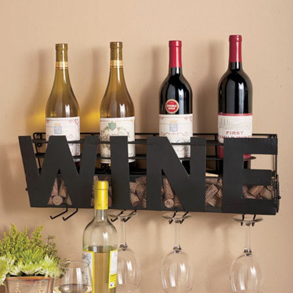 Wine Rack and Cork holder - Wall wine rack -  wedding gift - bridal party gift