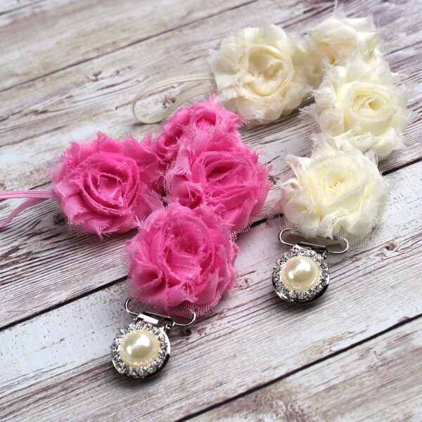 Shabby Rose Paci Clip, attache-tétine, Clip Binky, Paci laisse, pince à Soothie,