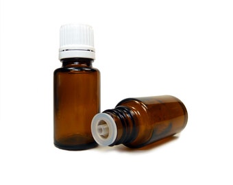 Glass Amber Bottle with Tamper Evident Cap and Eurodropper, 15 mL (0.5 oz), For Essential Oils