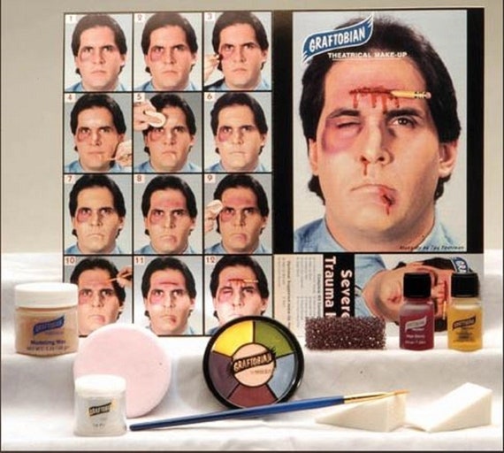 Theatrical Severe Trauma SPFX Makeup-Up Special Effects Kit-Theater/Stage/Halloween Makeup.
