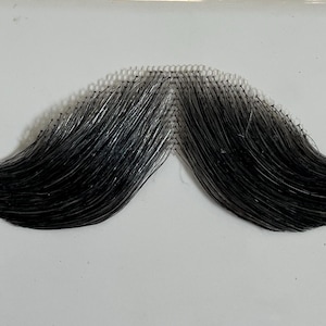 Human Hair Moustache Theatrical Handlebar Moustache -100% Real Human Hair-Halloween Costume Facial Hair. Theater ,TV,Drama-Shade: Dark Grey.