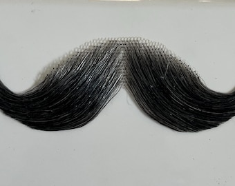 Human Hair Handlebar Moustache: Theatrical Costume, Dark Grey