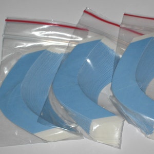 Wig Adhesive Blue Liner Curved Strips AA  Contour 108 Pcs -Double Sided Clear Tape- Wig Toupee Hairpiece System.