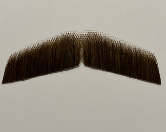Theatrical Gentlemen's Mustache-100% Human Hair Fake Moustache-Halloween Costume Facial Hair. Theater ,TV ,Drama -Medium Brown.