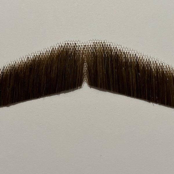 Theatrical Gentlemen's Mustache-100% Human Hair Fake Moustache-Halloween Costume Facial Hair. Theater ,TV ,Drama -Medium Brown.