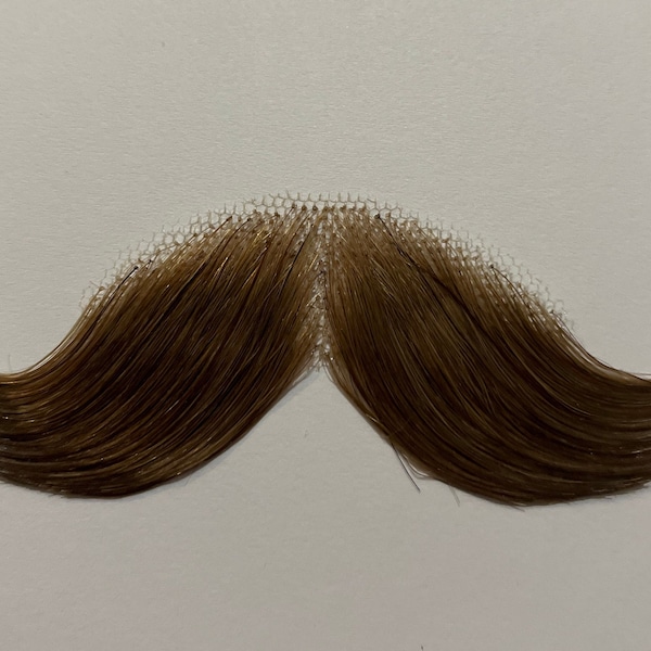 Theatrical Handlebar Moustache -100% Human Hair Moustache-Halloween Costume Facial Hair. Theater ,TV ,Drama -Handlebar -Light Brown.