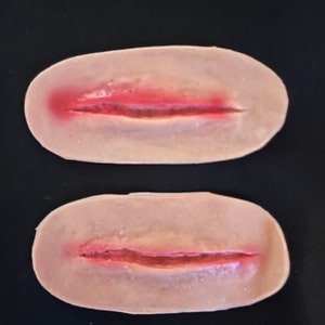 Slit Wrists Fake Latex Wound Scar Prosthetic Costume Skin Slashed Wrist-  Halloween Costume Makeup -2 Piece.