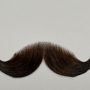 Theatrical Handlebar Moustache -100% Human Hair Moustache-Halloween Costume Facial Hair. Theater ,TV ,Drama -Medium Brown