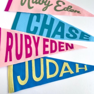 Vintage-Inspired Felt Pennant – Custom Text Custom Colors – School Spirit & Kids Room Decor - Personalized Pennant