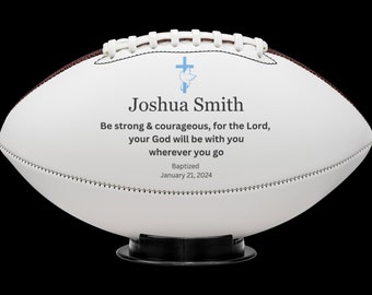 Baptism Football Gift, Baptism Keepsake, Personalized Football for Him, Unique Baptism Gift, Christening Gift, Godparents Gift