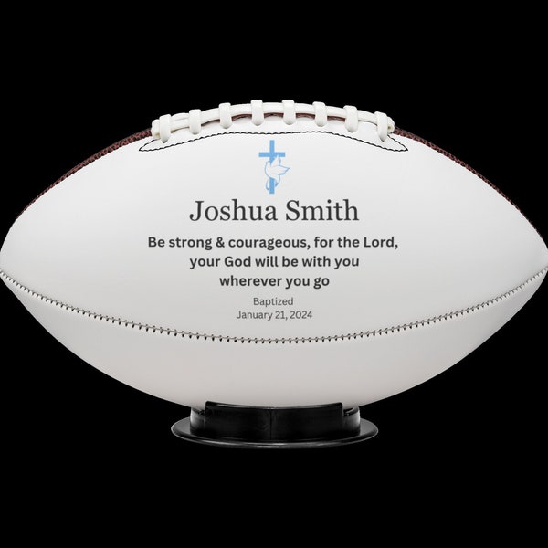 Baptism Football Gift, Baptism Keepsake, Personalized Football for Him, Unique Baptism Gift, Christening Gift, Godparents Gift