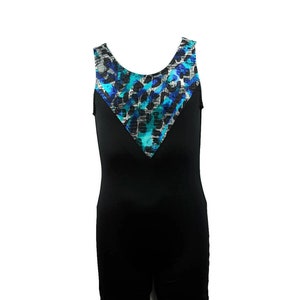 CM Boys Leotard Animal Print & Black, Gymnastics Practice Leo, Dance Wear Unitard, Workout Biketard, Acrobat Leotard, Child Medium