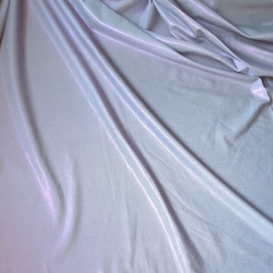 Grape Purple on White Metallic Hologram 4 Way Stretch Spandex Fabric By The Yard,  Leotard Fabric, Dance Wear, Active Wear Material