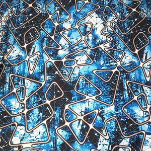 Blue Black Geometric 4 Way Stretch Spandex Fabric By The Yard, Leotard  Fabric, Dance Wear Material, Active Wear Fabric