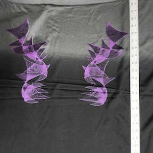 Border Gray to Black Ombre with Purple Geometric Print 4 Way Stretch Spandex Fabric By The Yard,  Leotard, Swimsuit, Dance Wear, Active Wear
