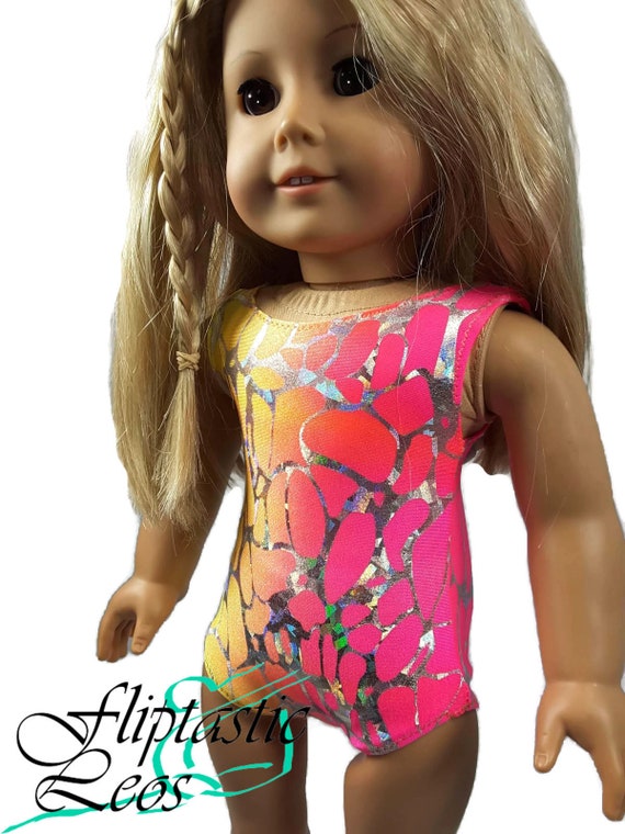 Colorful Holographic Print Leotard Fits American girl dolls 18 inch Doll Clothes