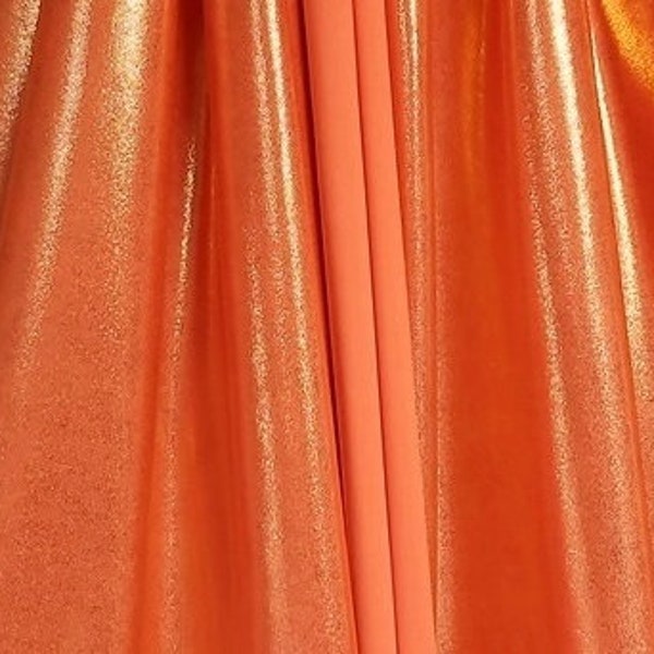 1 Yard Orange Mystique Hologram 4 Way Stretch Spandex Fabric, Leotard Fabric, Pageant Fabric, Dance Wear, Active Wear Material