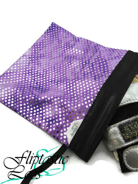 Gymnastics Grip Bag Snap Closure Purple Silver Hologram