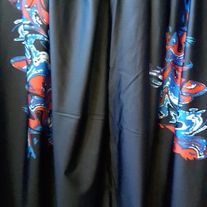 Red White & Blue Splash Graphic Border on Navy 4 Way Stretch Spandex Fabric By The Yard, Leotard, Swimsuit, Dance Wear, Active Wear Material