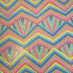 1.50 yards Colorful Zig Zag with Gold Foil Dots 4 Way Stretch Spandex Fabric, Leotard Fabric, Swimsuit, Dance Wear, Active Wear Material