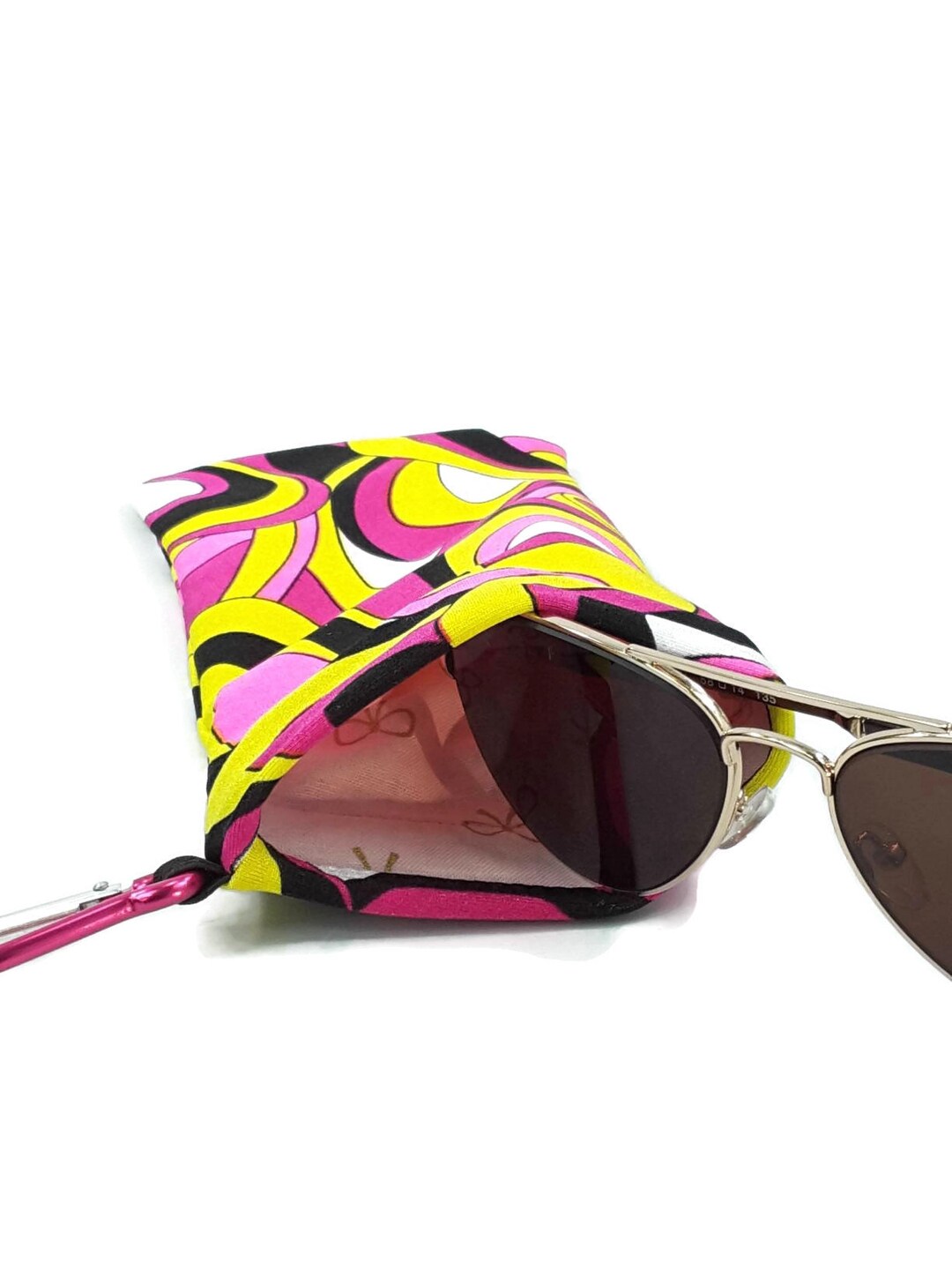 Retro Pink Abstract Sunglass Case Snap Closure Soft Eyeglass Etsy