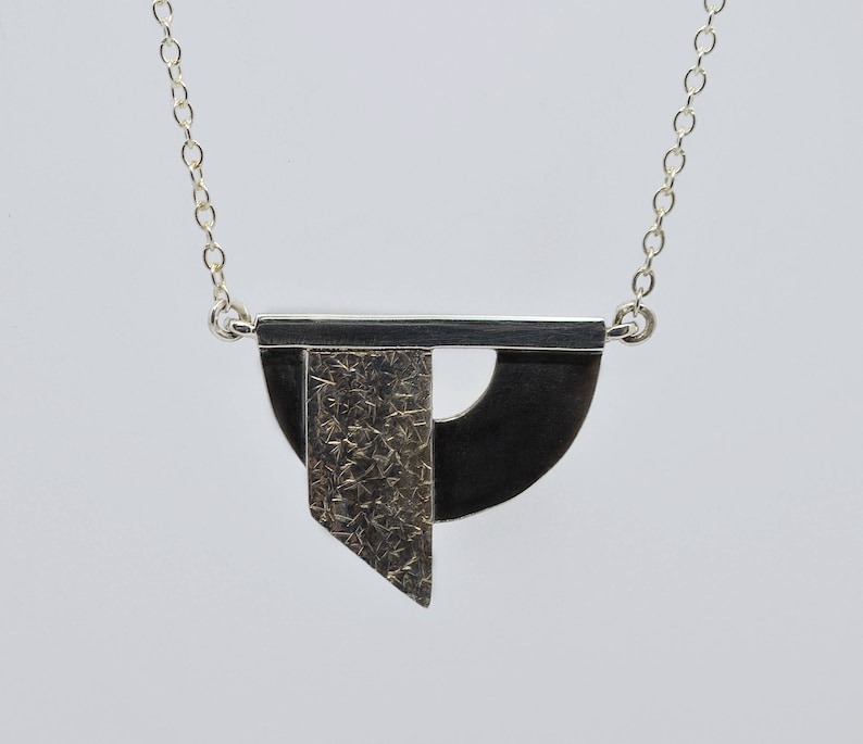 Oxidised silver geometric necklace