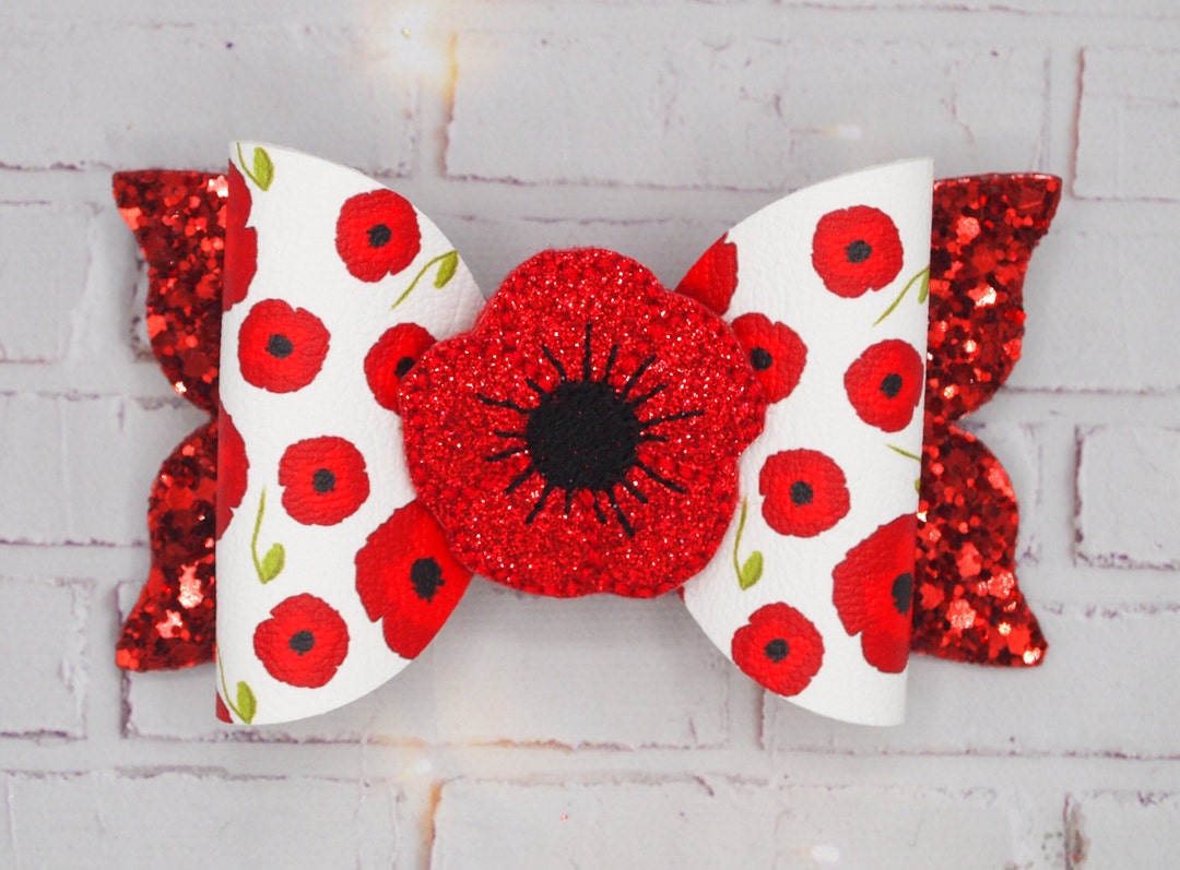 Dog Poppy Bow, Dog Remembrance Day, Red Poppy Dog Collar Flower Etsy