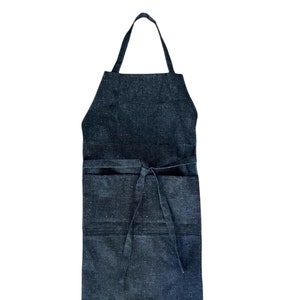 Hemp and Organic cotton denim apron I Indigo blue Apron I Made in USA I Adjustable I Pockets I One size I Indigo