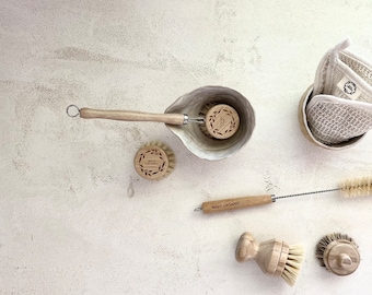 Eco Kitchen Cleaning Kit: Bamboo Brushes, Sisal Dishcloth