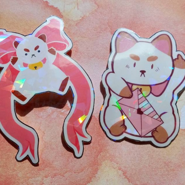 Puppycat Vinyl Stickers - Cute Puppycat Stickers - Holographic Waterproof Stickers - Bee and Puppycat Inspired Stickers