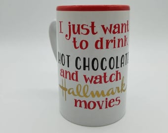 Christmas Movie Watching Mug: Hot Chocolate Coffee Mug, Secret Santa Gift