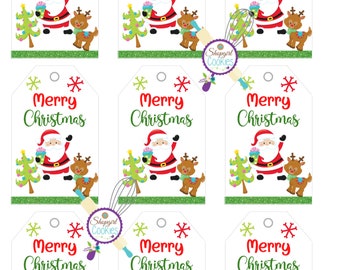 Santa Merry Christmas Tags, Christmas Tags, Christmas Cookie Decorating Kit, Christmas Cookies, Cookie Kits, Christmas, Tags, Cookie Tags