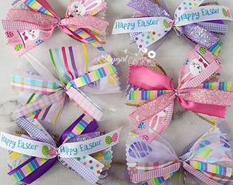 Easter Bows Mix, Cookie Bows,  Craft, Ribbon, Bows, Cookies, Cookie Maker, Cookie Packaging, gift packaging, pink bows, bunny, peeps