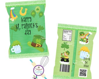 St. Patrick's Day Chip bag, Treat bags, Candy Bags, Chip Bags, Party Chip Bag, Cookie packaging , Cookier, Baker, Tags, St. Patrick's Day