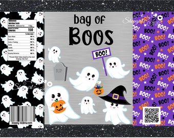 Bag of Boos Chip Bag, Treat bags, Candy Bags, Chip Bags, Party Chip Bag, Cookie packaging , Cookier, Baker, Tags, Halloween, Scary