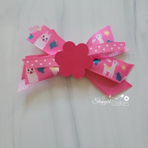 Pink bow, Llamas bow, cookie bow, Craft,Ribbon, Bows, Cookies, Cookie Maker, Cookie Packaging, gift packaging, llamas, animal, pink bows