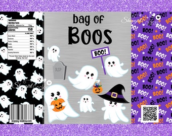 Bag of Boos Chip Bag, Treat bags, Candy Bags, Chip Bags, Party Chip Bag, Cookie packaging , Cookier, Baker, Tags, Halloween, Scary