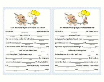 Baby Shower Mad Libs - Baby Shower Advice Card, Baby Shower Games, Baby Shower Guest Book