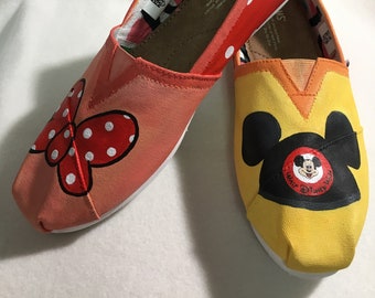 Mickey and Minnie Hand Painted TOMS Shoes