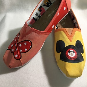 Mickey and Minnie Hand Painted TOMS Shoes